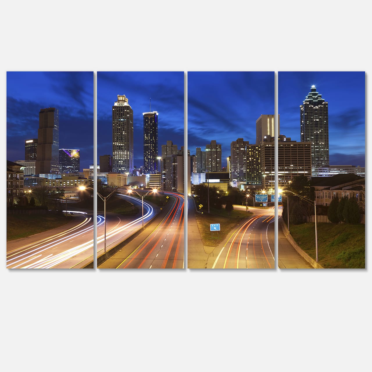 Designart - Atlanta Skyline Twilight Blue Hour - Cityscape Canvas Print